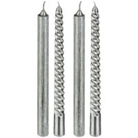 Lot de 4 Bougies Bâtons pailleté et twisté Argent H 25 cm - Feeric Christmas