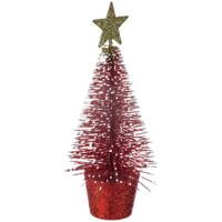 Déco de Noël Sapin de Table Rouge à Paillettes H 14 cm - Feeric Christmas