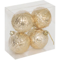 Déco de sapin Lot de 4 Boules de Noël D 8 cm - Doré effet métal - Feeric Christmas