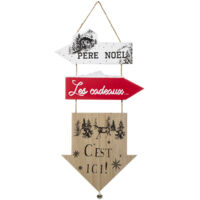 Déco de Noël Pancarte 3 Flèches en Bois avec déco H 51 cm - Feeric Christmas