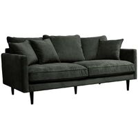 Atmosphera – Canapé droit 3 places en velours vert kaki – Dimensions L. 194 x P. 96 x H. 85 cm – Rembourrage 35 kg/m3 – Coussins déhoussables