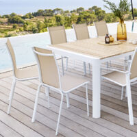 Hesperide – Chaise de jardin empilable en aluminium traité époxy – Assise en toile texaline souple – Résistante à la rouille et à la décoloration