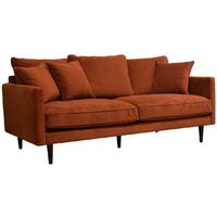 Atmosphera – Canapé droit velours 3 places ambre – Dimensions L. 194 x P. 96 x H. 85 cm – Confort équilibré avec coussins déhoussables