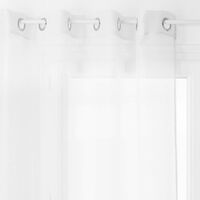 Atmosphera – Voilage fin uni blanc 135x240 cm – 100% polyester léger – 8 œillets argent – Prêt-à-poser pour salons et chambres