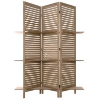 Atmosphera – Paravent original avec 3 étagères en bois de Paulownia H 170 cm – Dimensions L. 120,5 x P. 37 cm – Design minimaliste pour intérieur