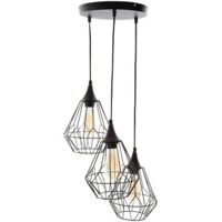 Atmosphera – Suspension x3 métal filaire noire – Hauteur 80 cm – Diamètre 24,5 cm – Douille E27 – Puissance max 3 x 25W pour éclairage intérieur
