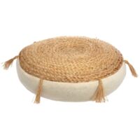 Atmosphera – Coussin de sol en jute 38x38 cm – Beige – Rembourrage coton – Résistant aux taches – Design moderne pour intérieur