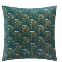 Atmosphera – Housse de coussin en chenille vert foncé 40 x 40 cm – Finition fil lurex or – Polyester et coton pour décoration intérieure - VERT 40 X