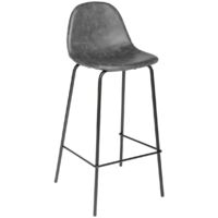Atmosphera – Tabouret de bar vintage gris – Assise en bois massif mousse PU – Hauteur d'assise 73 cm – Pieds en métal – Design élégant