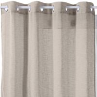 Atmosphera – Voilage en pur lin beige 140x240 cm – 8 œillets métalliques – Tissage effet lin – Résistant et facile à nettoyer