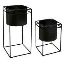 Set de 2 pots avec support métal noir - Atmosphera créateur d'intérieur