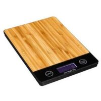 5Five Simply Smart – Balance de cuisine digitale en bambou – Capacité 5 kg – Écran LCD rétroéclairé – Fonction tare automatique