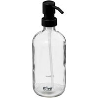 5Five Simply Smart – Distributeur de savon en verre transparent 450 ml – Pompe en polypropylène – Écologique et réutilisable – Facile à nettoyer