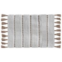 Tapis de Salle de bain Taupe en Coton avec pompons 50 x 75 cm - Five
