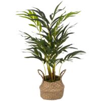 Atmosphera – Plante verte artificielle palmier H 80 cm – Pot en roseau avec finition ciment – Feuilles en EVA – Pour décoration intérieure