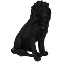 Atmosphera – Statue lion extérieur 51,5cm en polyrésine – Résistante aux chocs et imperméable – Décoration jardin chic gris anthracite