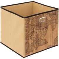 5Five Simply Smart – Panier de rangement en bambou naturel 31x31 cm – Motif floral élégant – Poignée chromée – Pliable pour un rangement facile