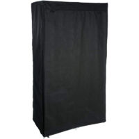 5Five Simply Smart – Armoire penderie modulable tissu noir – 3 barres de penderie – 5 étagères – Dimensions L. 89 x P. 44.5 x H. 169 cm – Métal et polypropylène