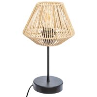 Atmosphera – Lampe à poser métal noir H 34 cm – Abat-jour en papier tressé – Compatible E27 jusqu'à 40W – Longueur câble 150 cm