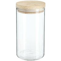 5Five Simply Smart – Bocal hermétique en verre borosilicate 1L – Couvercle en bois – Dimensions 9,7 cm x 18 cm – Pour stockage aliments en vrac