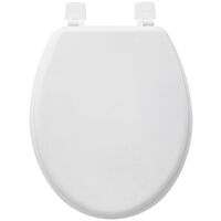 Five – Abattant WC adulte oval en MDF blanc coton – Fixation simple – Dimensions L. 37 x P. 43 x H. 4 cm – S'adapte à tous les WC standard