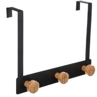 5Five Simply Smart – Patère murale en métal noir 3 crochets en bambou – Longueur 25 cm – Design minimaliste pour intérieur moderne