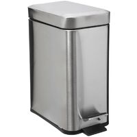 5Five Simply Smart – Poubelle de salle de bain à pédale en acier inoxydable 5 L – Fermeture douce – Dimensions L. 29 cm x l. 14.2 cm x H. 30.5 cm