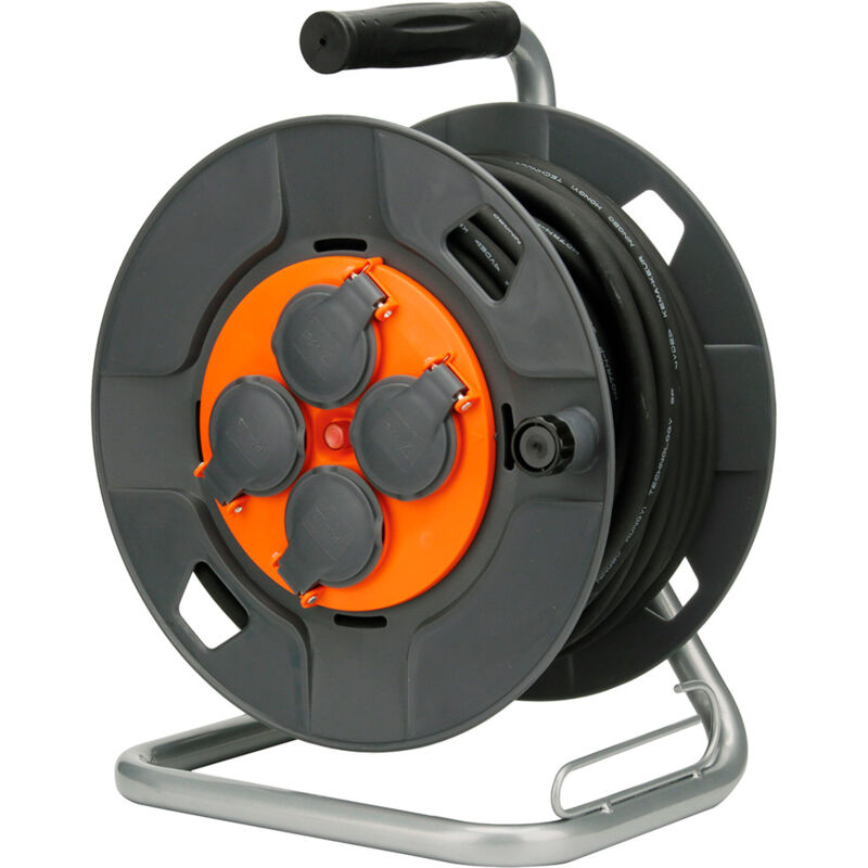Enrouleur de chantier IP44 4 prises 16A 3G1,5mm² 25m - Orange - Zenitech