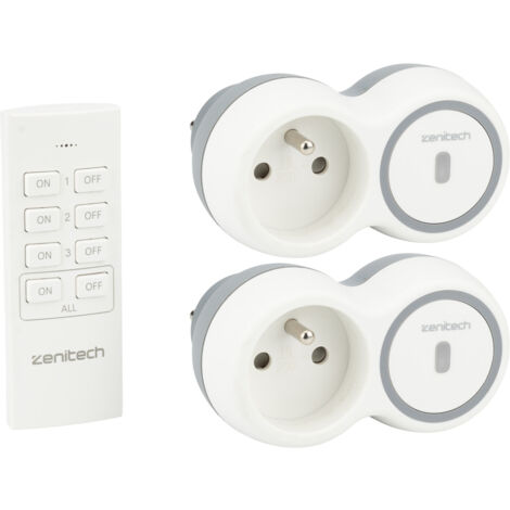 Pack de 2 prises 2300W + télécommande - Blanc - Bolea - Zenitech (1/5)