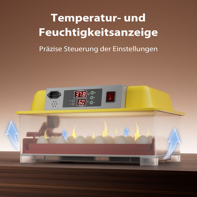 WilTec Couveuse Automatique 72 Œufs - Avec Retournement Auto Et Contrôle Température - Pour Poules, Cailles, Canards