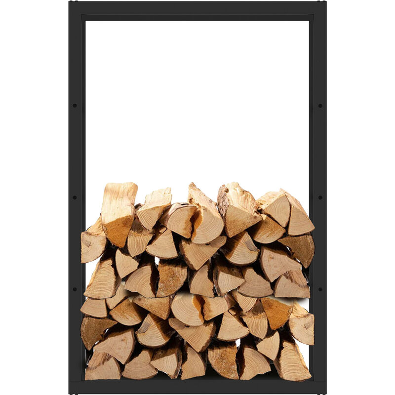 Range-bûches Extérieur Toboli 133x83x185 Cm - Charge 1500 Kg - Housse De Protection - Noir