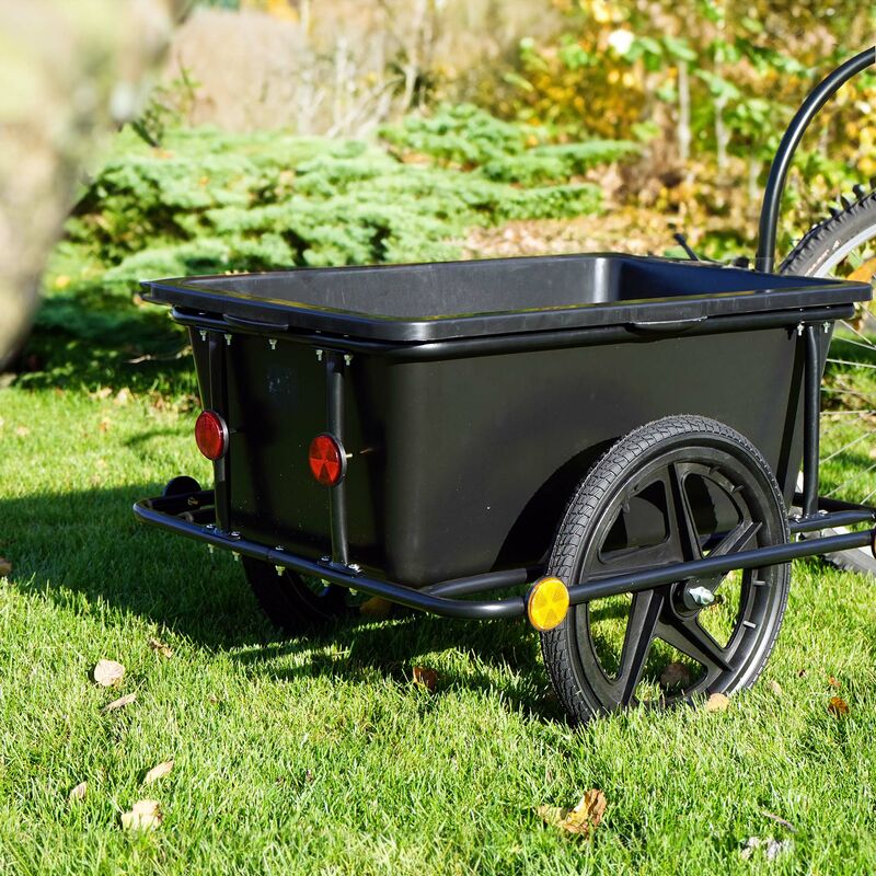 Remorque Vélo Wiltec 50kg | Chariot Transport Charge | Attelage Rapide | Randonnée Et Courses