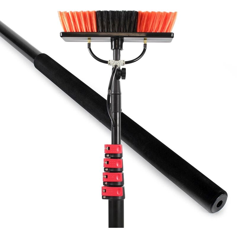 XPOtool Brosse de lavage – 295 x 72 x 7200 mm – avec Manche télescopique de 7 m Kit d’Amenée d’eau et Tuyau de 10 m – pour Fenêtres, Camions, Vitres, etc. 3