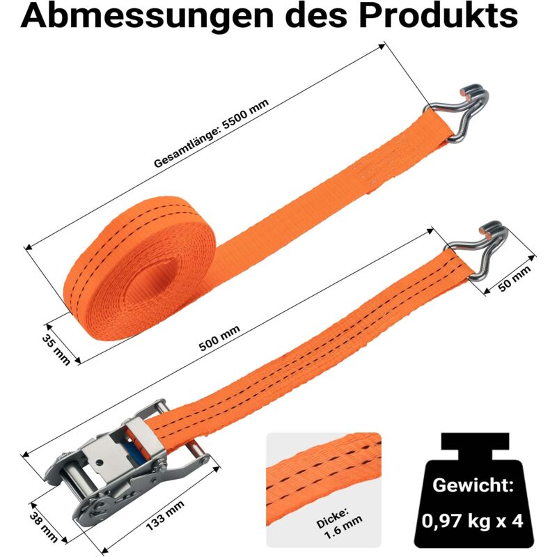 4 Sangle A Cliquet 2.5m Sangles D'arrimage Sangles De Tension Avec Boucle Sangle De Serrage Avec Rembourrage Pour Bagages Vélo Moto