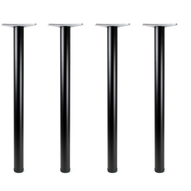 WilTec Pied de Table Acier Inoxydable Lot de 4 Pieds Noir Support de Table  Réglable 820mm Ø60mm : : Bricolage
