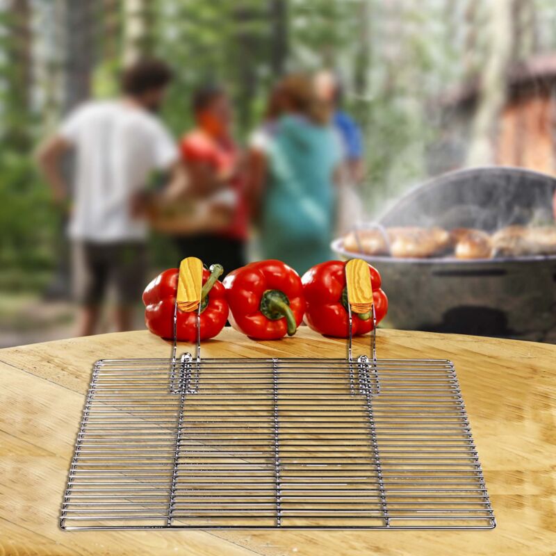 Barbecue Pliable en Acier Inoxydable Nevada, 40,5 x 30 x 2,5 cm, Barbecue  Charbon de Bois Portable