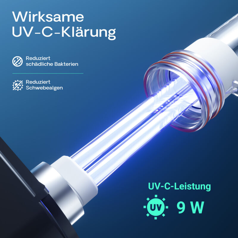 AquaOne Aquarium buitenfilter HW-303B 1400 l/u, hoogwaardig filter incl. 9 watt UVC-lamp voor aquaria tot 700 liter, pomp met filtermedia voor zoet water en zeewater