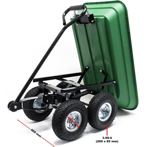 Chariot de jardin à main avec Benne basculante Volume 50L Capacité de charge 200kg Remorque Brouette