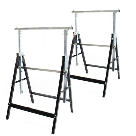 Lot de 2 tréteaux télescopiques professionnels DEUBA - Hauteur réglable 81  à 130 cm - Charge maximale 200 kg - Cdiscount Bricolage