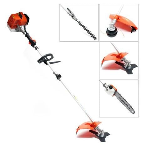 Wiltec Outil multifonction 5 en 1 – 300 x 300 x 280 mm – Essence 1,2 l – 1,3 kW 1,76 CV – Coupe-gazon Tronçonneuse élagueuse Débroussailleuse Coupe-bordure & Haies – Jardinage