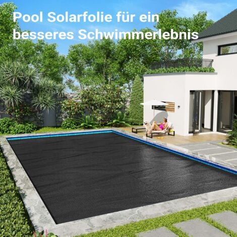 Wiltec Bâche à bulles solaire rectangulaire pour piscine, 5 x 8 m, 140 µ, en PE, couleur noire, couverture piscine, chauffage piscine