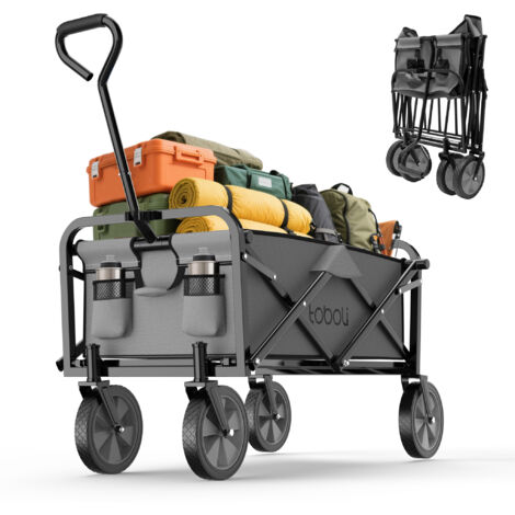 Toboli – Chariot enfant pliable 100 kg – Dimensions 1000 x 505 x 1120 mm – Couleur grise – Pour transport tout-terrain et excursions