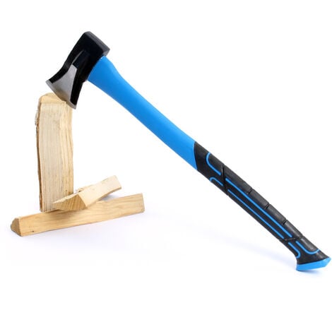 XPOtool Jeu Hache et Hachette à fendre – tête de 1000 g – 450 mm / 600 mm – Manche en Fibre de verre, Lame en Acier au carbone – Fendeur de bois de chauffage, Sylviculture, Jardin, Camping