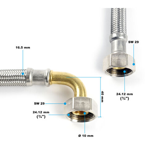 Tuyau Blindé De 150 Cm Avec Connexion De 2x1/2" Pour L'eau Potable. Tuyau Flexible Avec Tressage