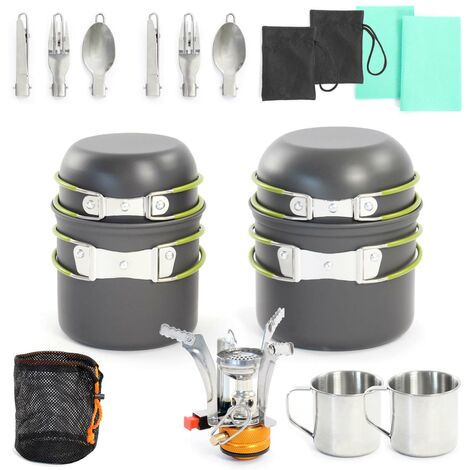 Toboli Set De Vaisselle Camping 16 Pièces En Acieraluminium 