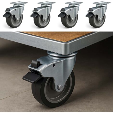Roulette Pivotante 100 Mm Capacité De Charge 75 Kg Plaque En