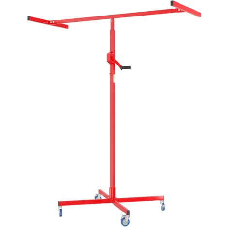 Wiltec – Lève-panneaux pour plaques de plâtre – Hauteur réglable 190-330 cm – Charge max. 50 kg – 4 roulettes avec 2 freins – Montage facile