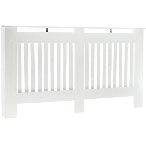 Toboli – Cache-radiateur blanc MDF 172 x 19 x 82 cm – Couverture décorative avec tablette console – Installation murale rapide