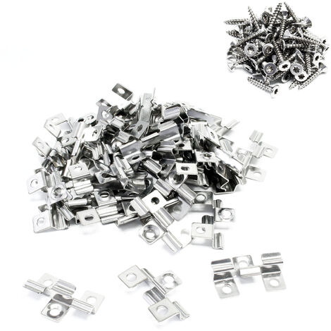 XPOtool Lot de 50 Clips en Acier fin – 40 x 24 x 6 mm – Hauteur serrage 6 mm – ET Lot de 60 Vis Hexagonales Autotaraudeuses T15 – 3,5 x 20 mm – Montage planchers lames terrasse, fixation invisible