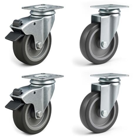 Roulette Manutention Avec Frein Diamétre 80 à Platine Caoutchouc Non T